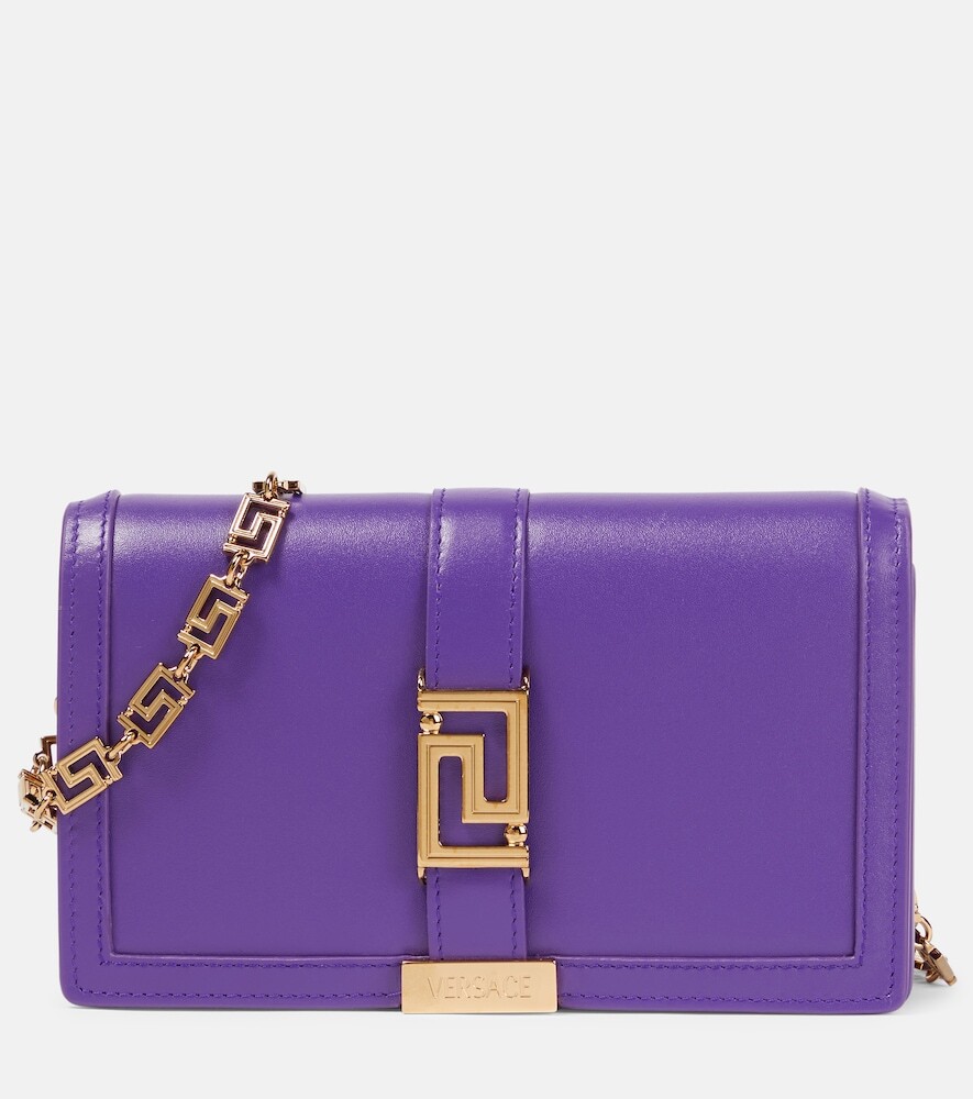 Versace Greca Goddess leather shoulder bag in purple
