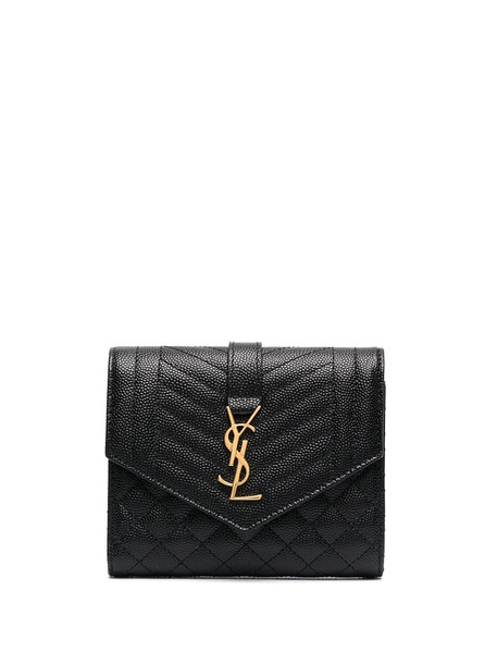 Saint Laurent tri-fold pebbled purse - Black