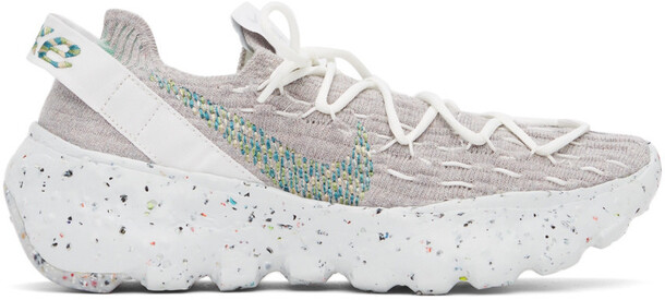 Nike Grey & Green Space Hippie 04 Sneakers in white