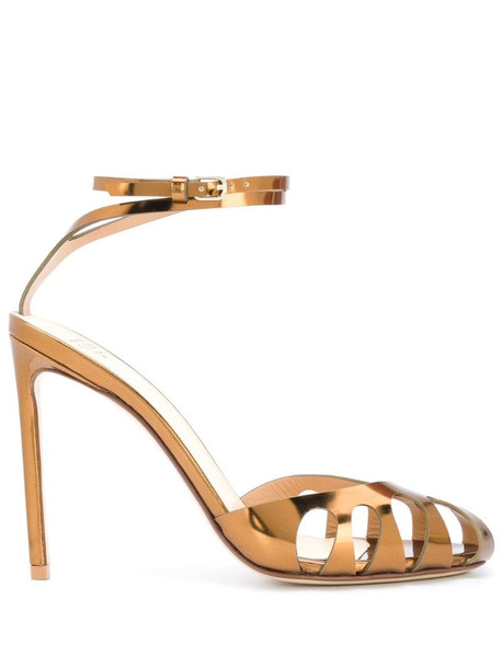 Francesco Russo laser-cut high heel pumps in gold
