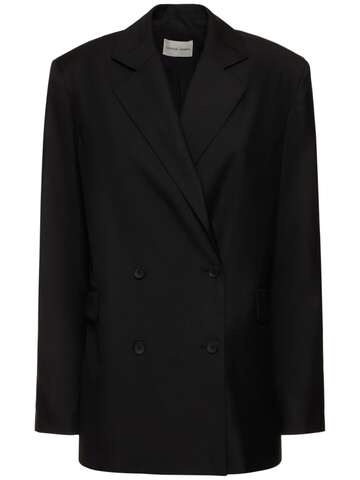 loulou studio new donau double breasted wool blazer in black