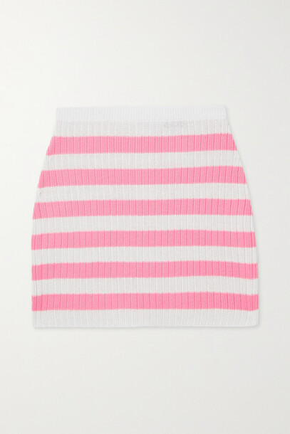 Balmain - + Barbie Striped Ribbed-knit Mini Skirt - White