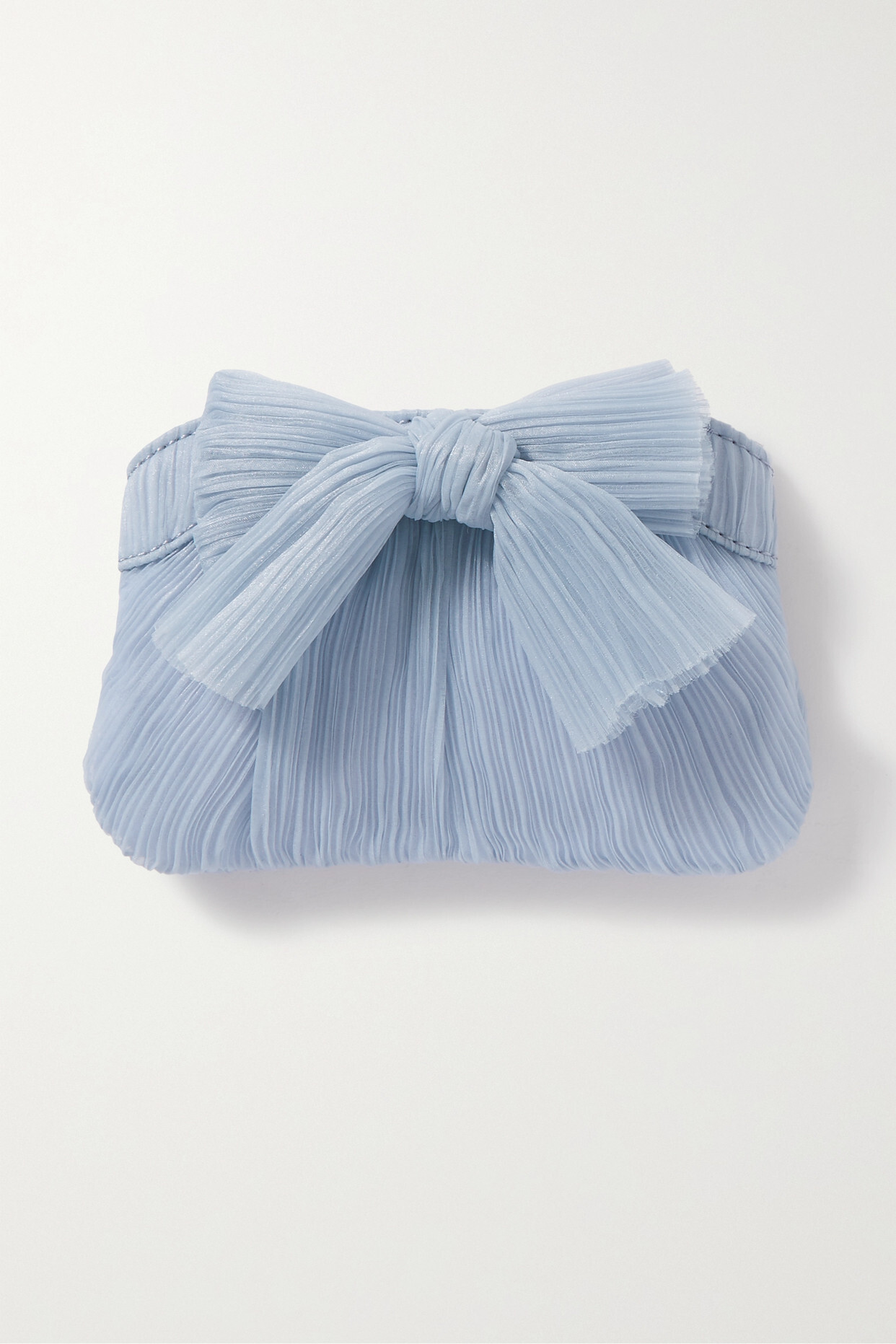 Loeffler Randall - Rochelle Bow-embellished Plissé-organza Clutch - Blue
