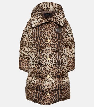 dolce&gabbana leopard-print puffer coat