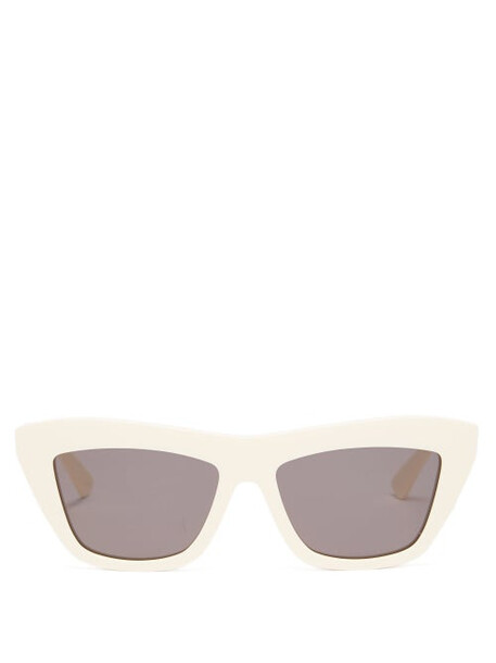Bottega Veneta - Cat-eye Acetate Sunglasses - Womens - Ivory