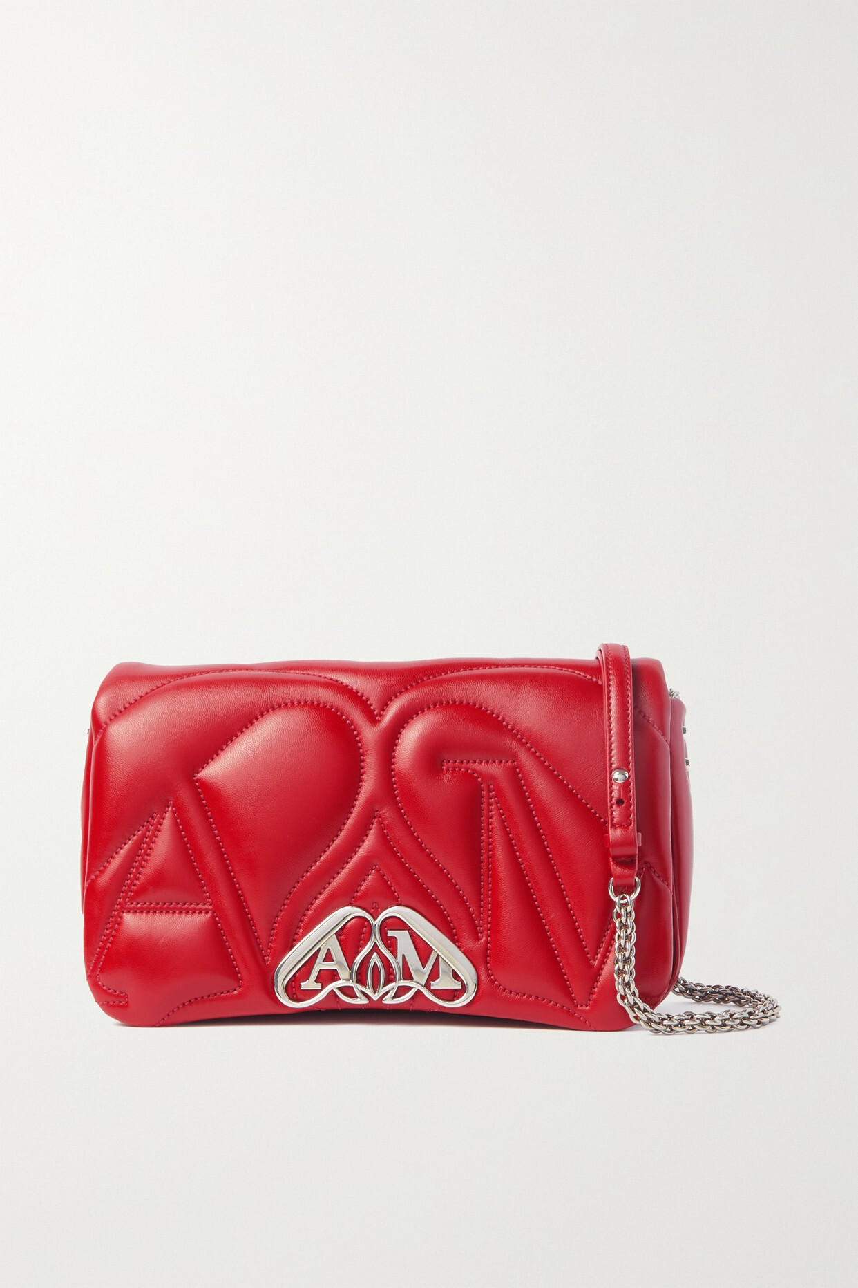 Alexander McQueen - Exploded Seal Embellished Quilted Leather Shoulder Bag - Red