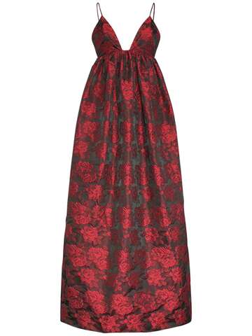ganni botanical jacquard long dress