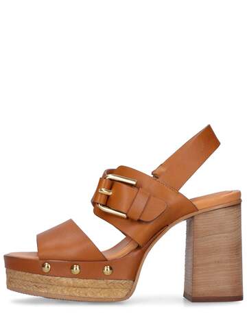 see by chloé 105mm joline leather platform sandals in tan