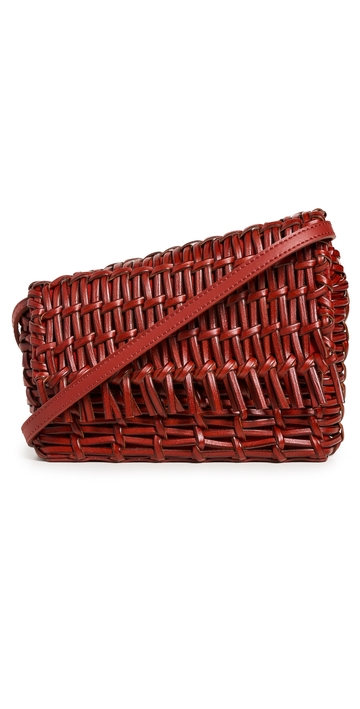 staud acute woven crossbody bag ruby red one size