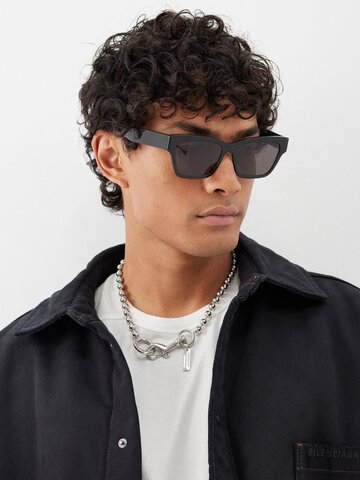 balenciaga eyewear - max square recycled-acetate sunglasses - mens - black