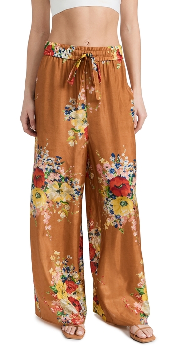 zimmermann alight relaxed pants tan floral 3
