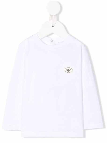 Emporio Armani Kids logo-patch longsleeved T-shirt - White
