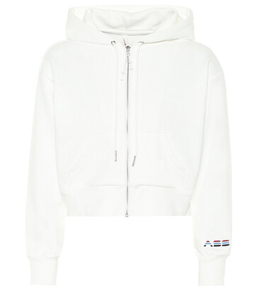 Adam Selman Sport Cropped cotton-blend hoodie in white