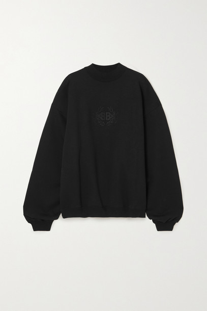 BALENCIAGA - Lion's Laurel Oversized Embroidered Cotton-jersey Sweatshirt - Black