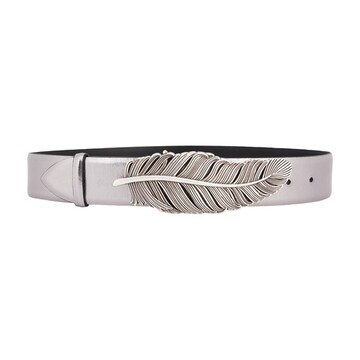 Alberta Ferretti Calfskin belt with feather buckle in silver