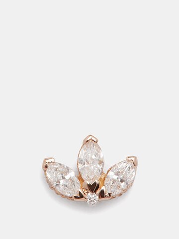 maria tash - lotus diamond & 18kt rose-gold single earring - womens - gold multi
