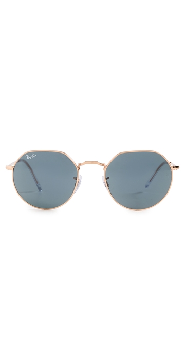 ray-ban jack sunglasses rose gold/blue one size