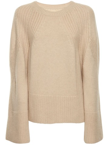 LOULOU STUDIO Votna Cashmere Sweater W/ Slits in beige