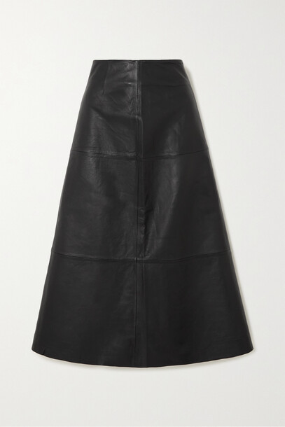 By Malene Birger - Oritz Paneled Leather Midi Skirt - Black