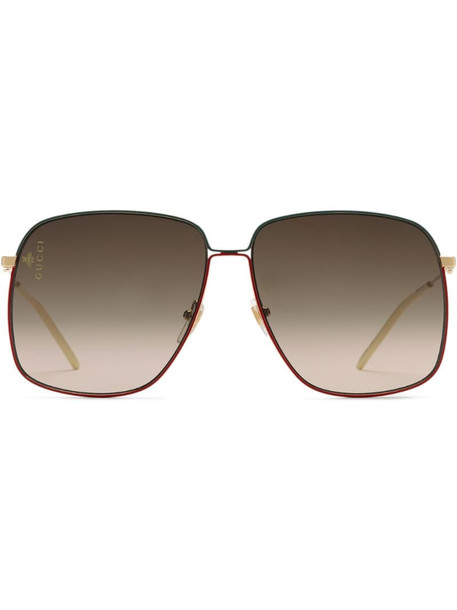 Gucci Eyewear Rectangular-frame metal sunglasses in metallic