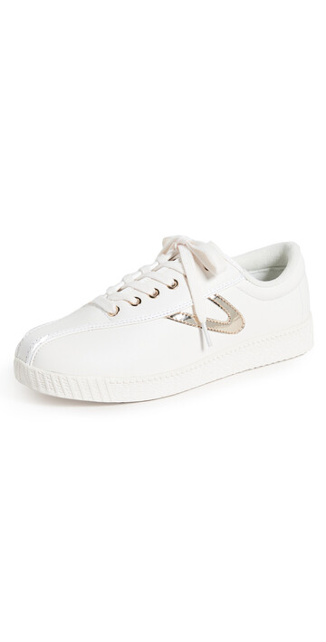 Tretorn Nylite Plus Leather Sneakers in gold / white
