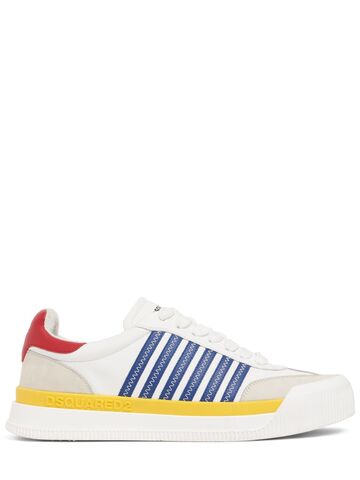 dsquared2 logo leather sneakers in blue / white