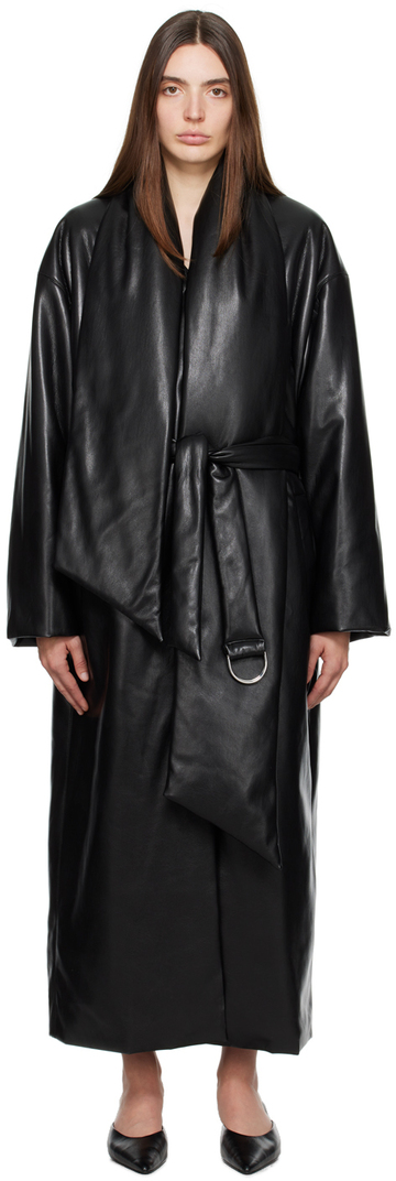 nanushka black amelie vegan leather coat