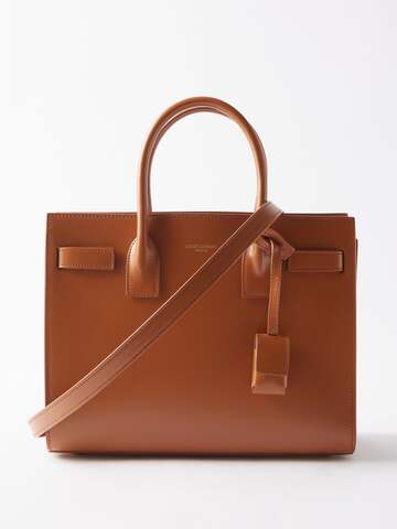 saint laurent - sac de jour baby leather handbag - womens - brown