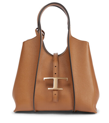 tod's timeless medium leather tote in brown