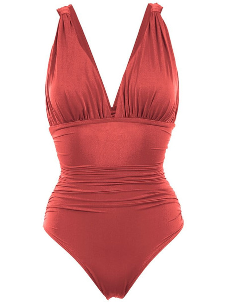 Brigitte ruched swimsuit in red