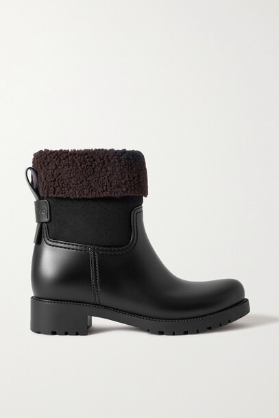 See By Chloé See By Chloé - Janet Faux Shearling-trimmed Rubber Chelsea Boots - Black