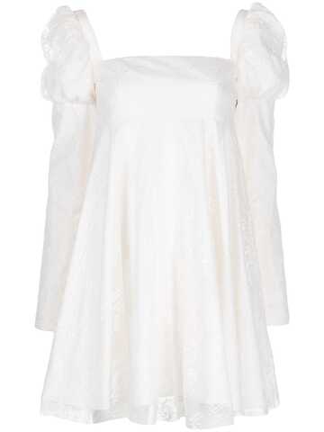 macgraw romantic juliet-sleeved short dress - white