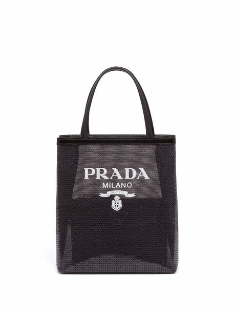 Prada logo-print sequin-embellished mini bag - Black