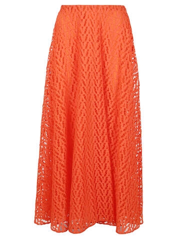 Valentino Midi Skirt In Lace in orange