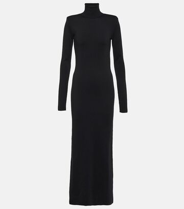 saint laurent wool maxi dress in black
