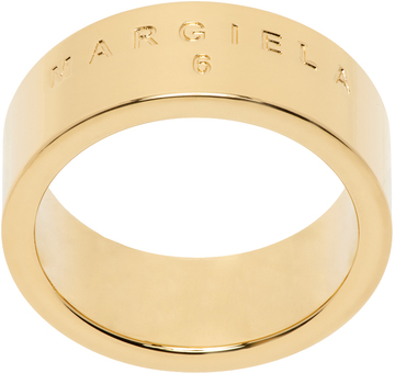 mm6 maison margiela gold minimal logo ring