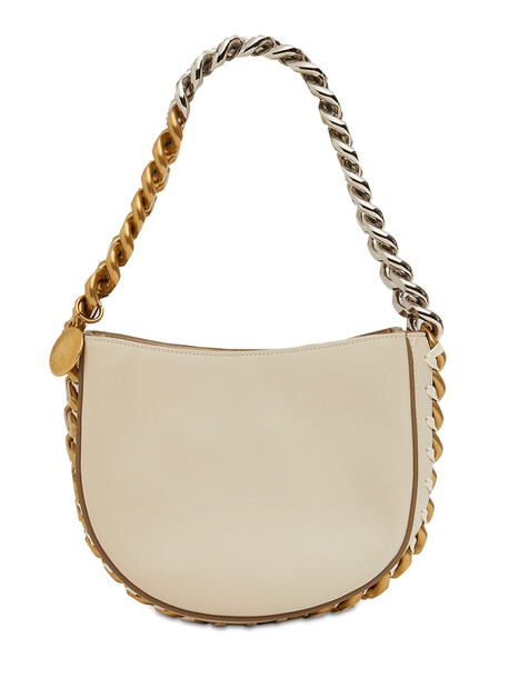 STELLA MCCARTNEY Small Frayme Faux Leather Shoulder Bag in white