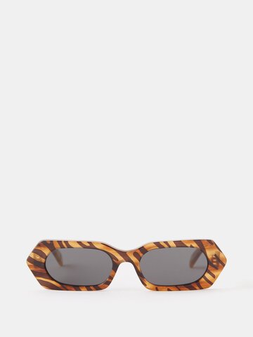 celine eyewear - tiger hexagonal acetate sunglasses - womens - black brown multi