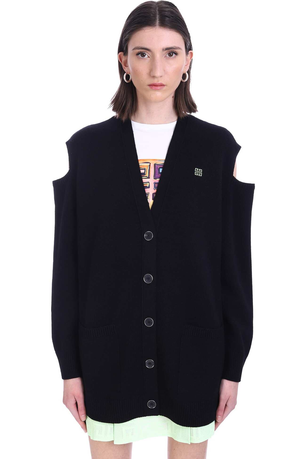 Givenchy Cardigan In Black Wool