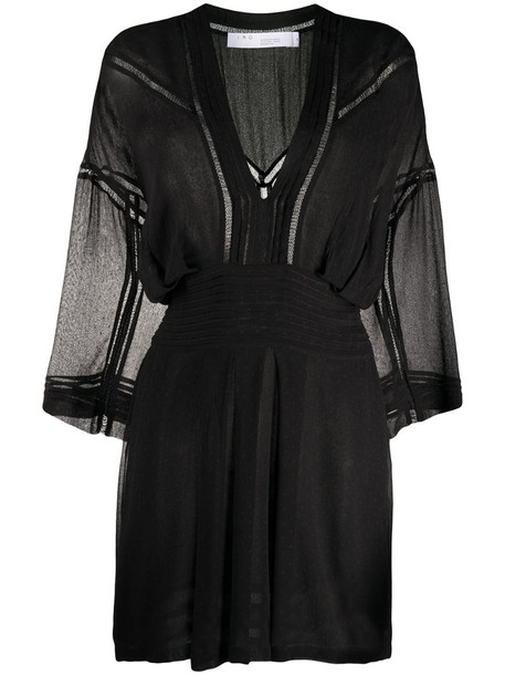 IRO sheer pleated detail mini dress in black