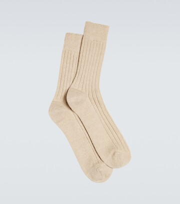 auralee ribbed-knit cashmere-blend socks in beige