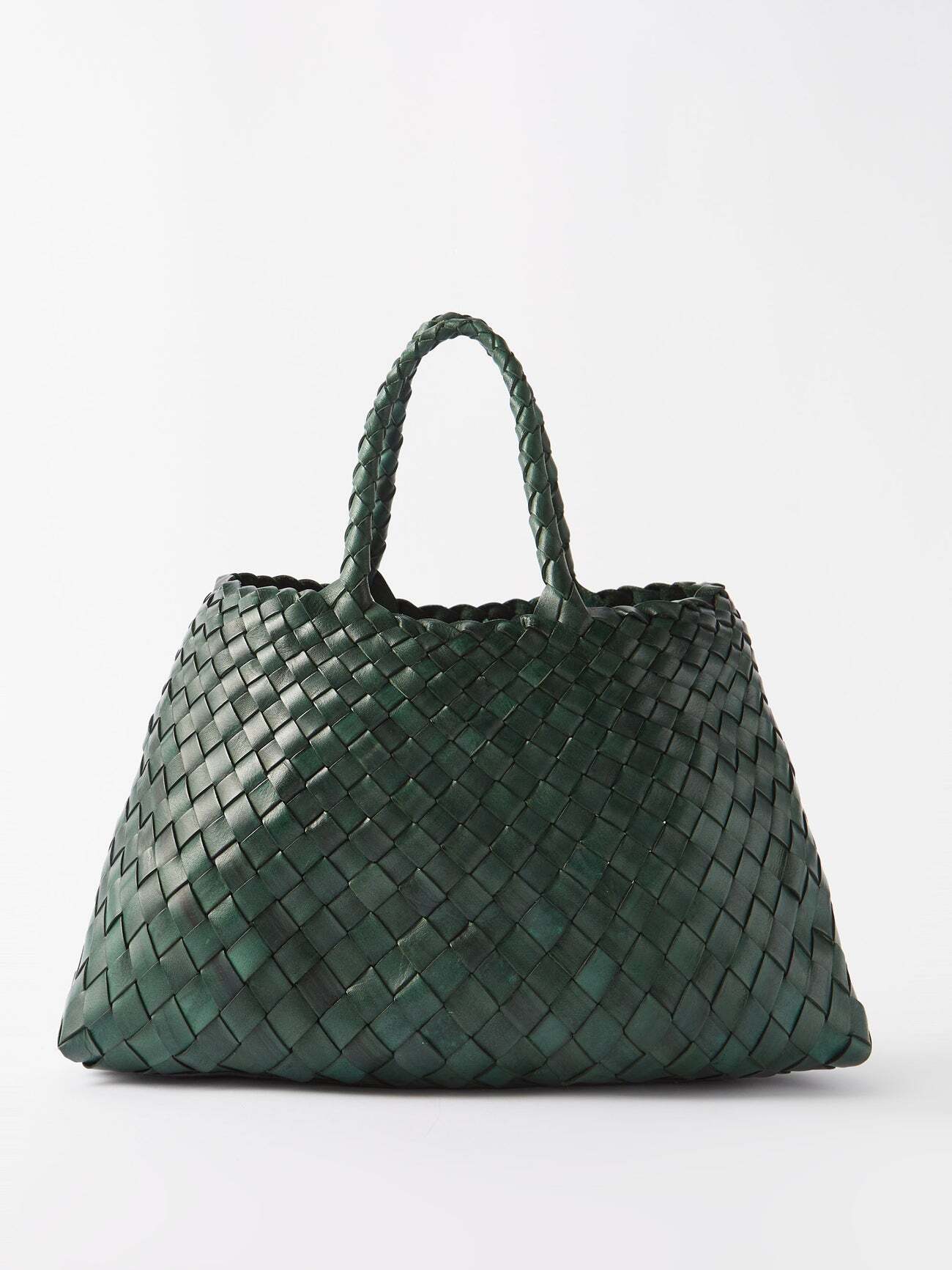 Dragon Diffusion - Santa Croce Small Woven-leather Tote Bag - Womens - Dark Green