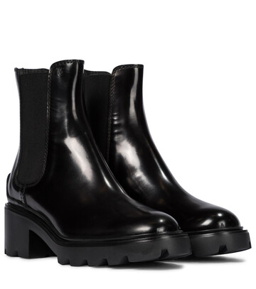 tod's patent leather chelsea boots in black