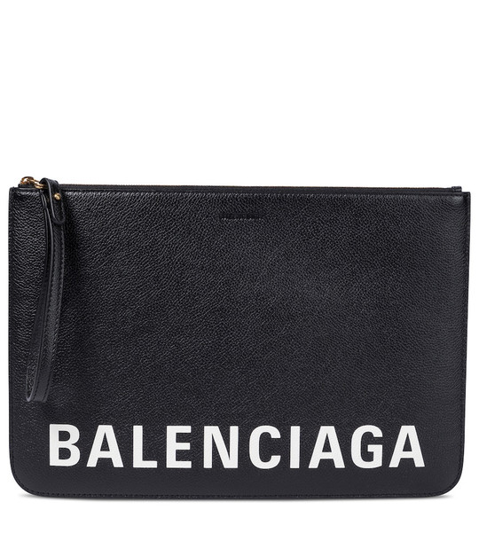 Balenciaga Logo leather pouch in black