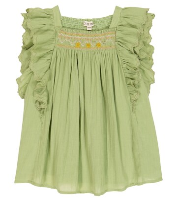 Louise Misha Baby Martine smocked cotton dress in green