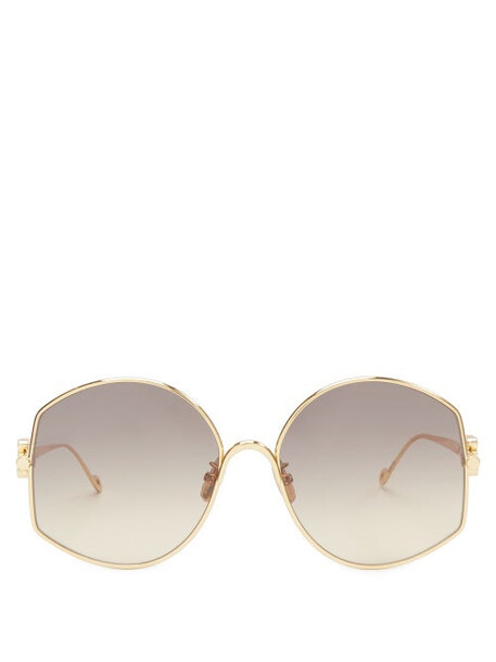 Loewe - Anagram Round Metal Sunglasses - Womens - Gold