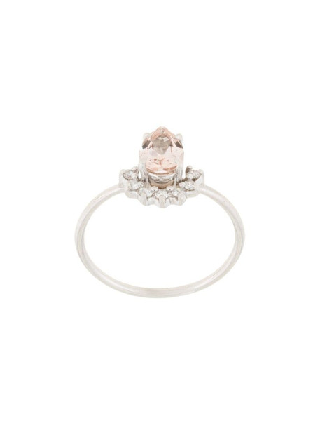 Natalie Marie 14kt white gold morganite and diamond ring in pink