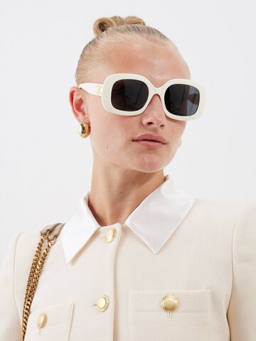 celine eyewear - triomphe oversized round acetate sunglasses - womens - ivory