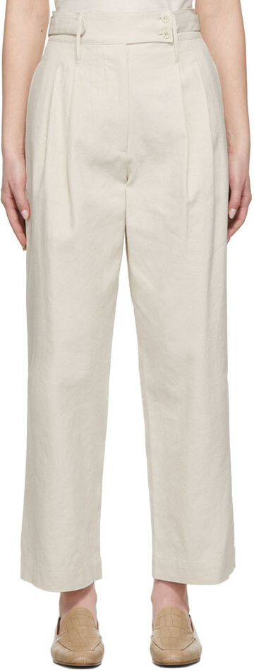 Nothing Written White Two Tuck Trousers in ivory