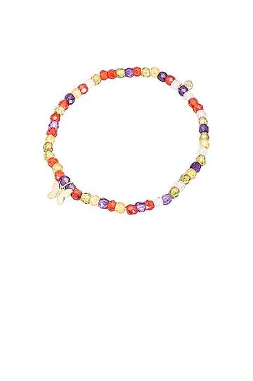 sydney evan tiny pure butterfly charm on faceted rondelle bracelet in pink in gold / multi
